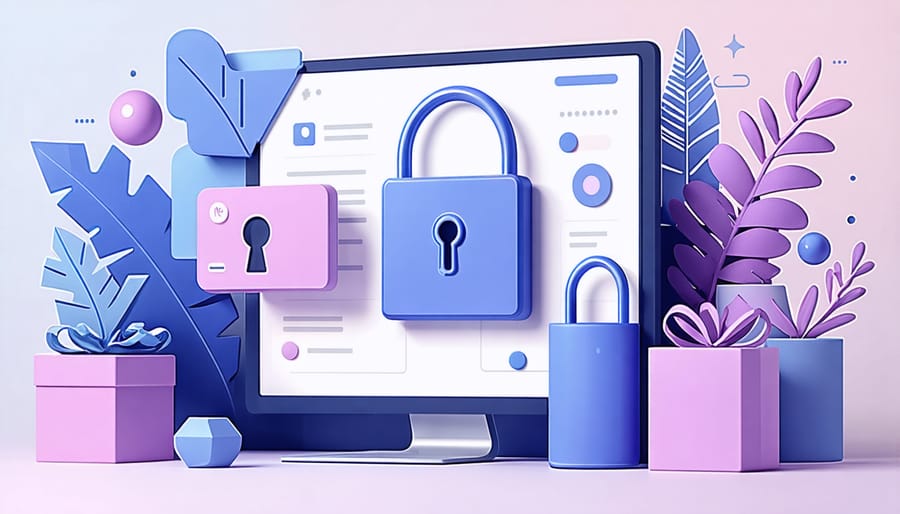 Laptop with security hologram display next to cannabis product packaging