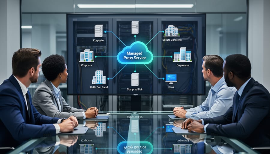 Modern data center infrastructure showing managed service provider equipment